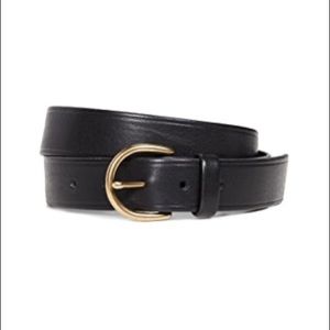 Madewell Black Leather Belt with Gold Buckle